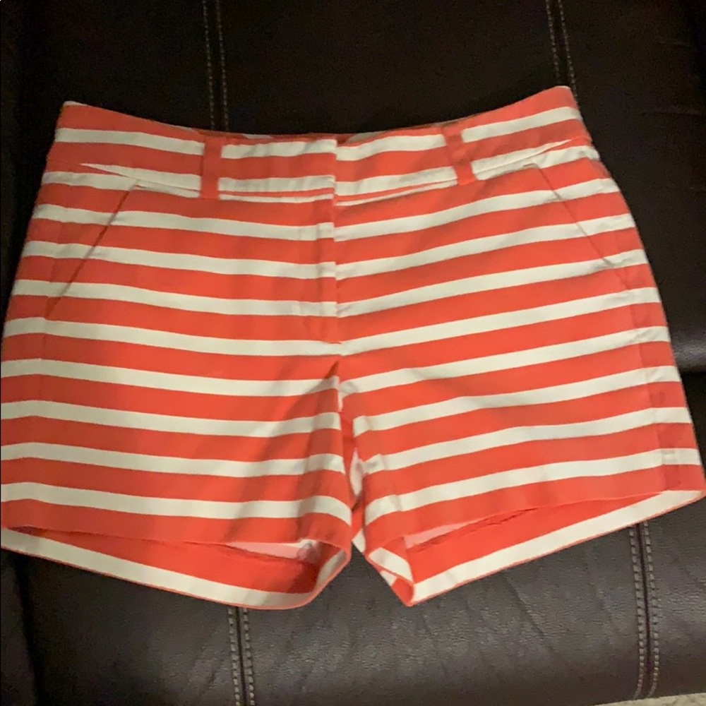 Ann Taylor orange white stripe shorts